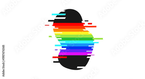 Modern Glitch Art Rainbow Pride Illustration on White Background