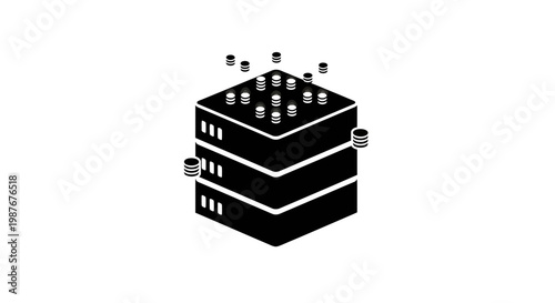 Data Monetization Isometric Vector Illustration with Server and Coins