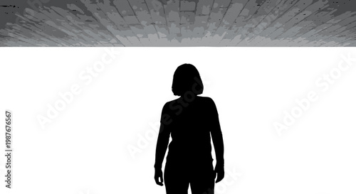 Silhouette of a Person Facing a Bright White Void Illustration