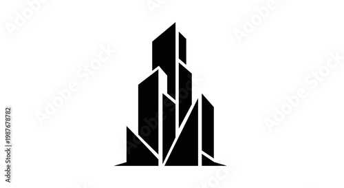 Black and white cityscape skyscrapers.