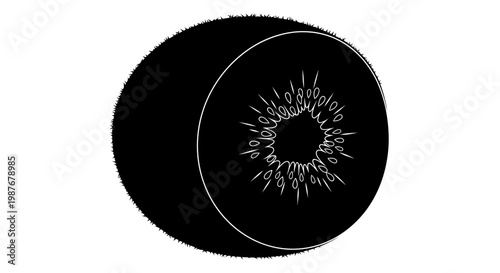 Kiwi Fruit Half Black Silhouette Vector Illustration