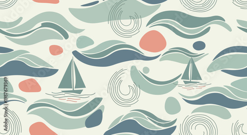 Nautical summer pattern template for holiday sailing adventures