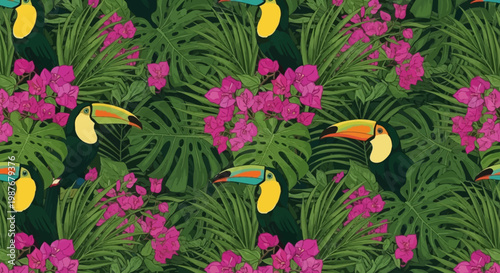 Tropical Toucan Summer Holiday Pattern Template