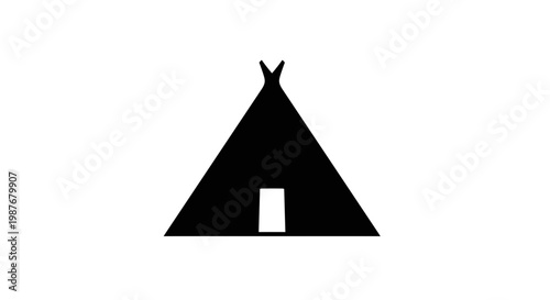 Black silhouette of a teepee tent.