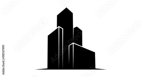 Black silhouette of city skyscrapers.
