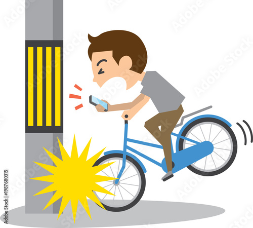 自転車運転の自損事故のイメージイラスト