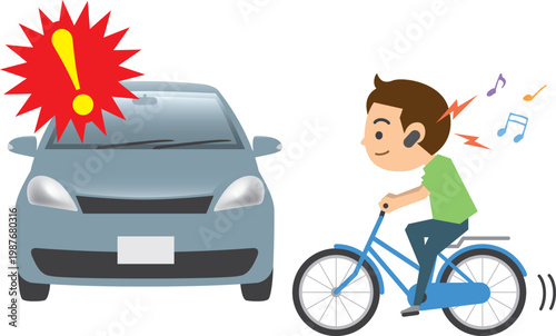 自転車と自動車の事故のイメージイラスト