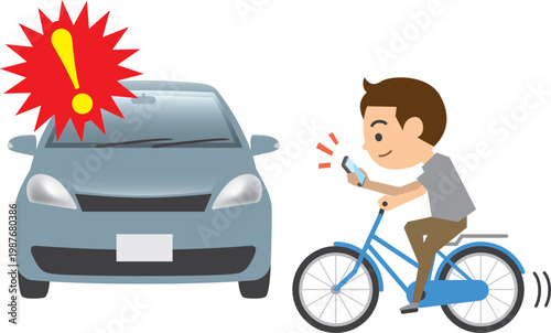 自転車と自動車の事故のイメージイラスト