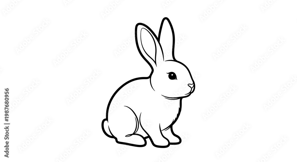Fototapeta premium Cute Rabbit Line Art Illustration Vector Bunny Outline for Coloring