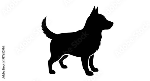 Black Silhouette of a Standing Dog Vector Illustration