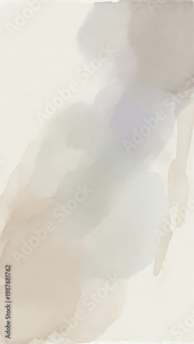 Abstract Soft Watercolor Washes in Neutral Tones with Subtle Blue and Green Hues on Textured Paper