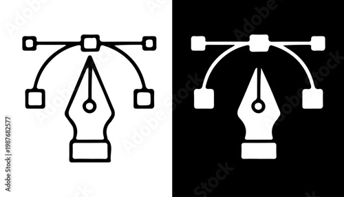 Design tool Icon: Clean and minimalist graphic design icon, vector pen tool illustration, perfect for designers and creatives to communicate