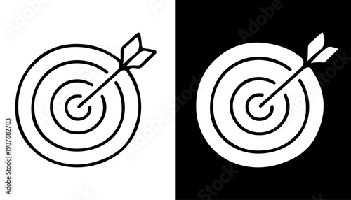Target Icon: A minimalist icon presents a bullseye target with an arrow precisely hitting the center, symbolizing precision, focus, and achievement of goals.