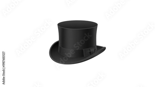 Classic black top hat with a sleek and smooth design. Vector