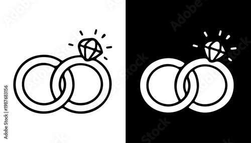 Eternal Promise: A symbol of everlasting love, two interconnected rings are adorned with a radiant diamond, signifying the beginning of a shared journey. 