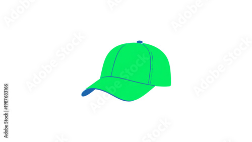 Bright green baseball cap with a curved brim and dark blue under-visor Vector