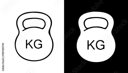 Kettlebell Icon: A stark contrast between black and white showcases a bold kettlebell icon, a symbol of strength and fitness.