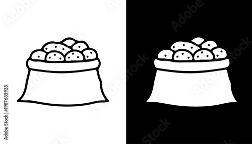 Potato Sack Illustration: A simple yet impactful illustration showcasing a filled sack of potatoes, ready to be used