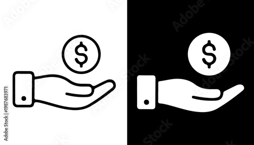 Financial Hand: A conceptual graphic showcasing a hand cradling a dollar coin, representing financial concepts of investment, savings, or wealth.