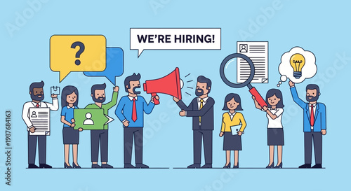 Business people communicating and hiring staff.