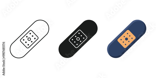 Three band aids vector illustration, flat design