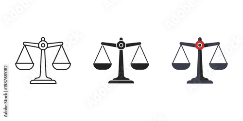 Set of balance scales vector illustration, flat design icons