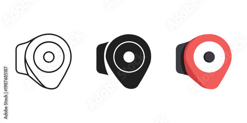 Set of camera lens vector illustrations in flat design
