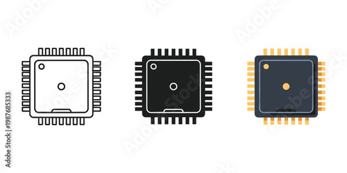 Microchip vector illustration with different design styles