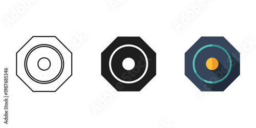 Hexagonal nut icons set vector illustration