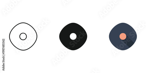 Three overlapping donut shapes vector illustration