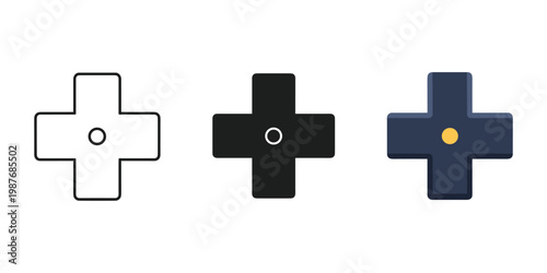 Plus sign icons in different styles vector illustration