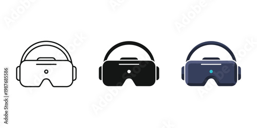 Three VR headsets in different colors vector illustration