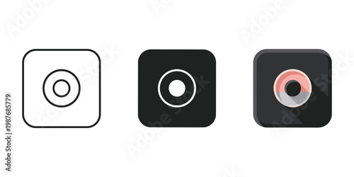 Camera shutter buttons vector illustration, flat design