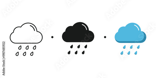 weather icons set with rain clouds vector illustration