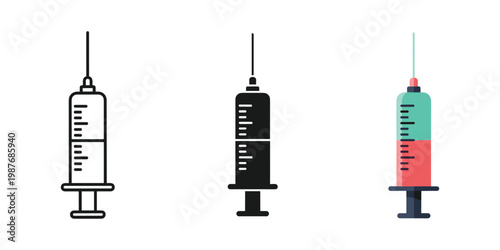Three syringes with different designs vector illustration