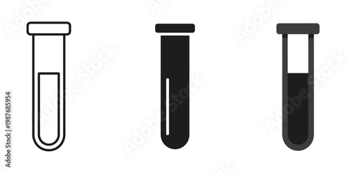 Three test tubes in different styles vector illustration