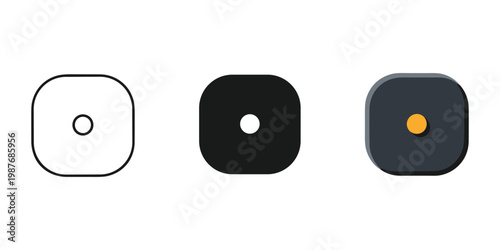 set of three square buttons with different states vector illustration