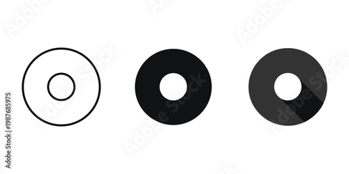 Three black and white washers vector illustration, flat design