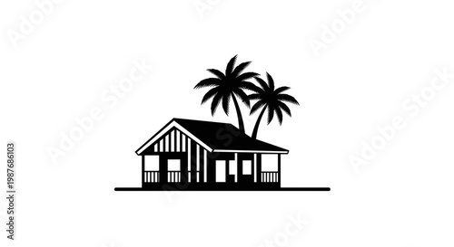 Simple house with a gable roof.