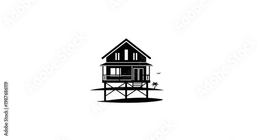 Stilt House Elevated Above Ground Level.