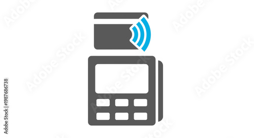 Contactless payment transaction icon showing a credit card interacting with a POS terminal.