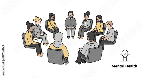 Support Group Meeting for Mental Health Vector Illustration
