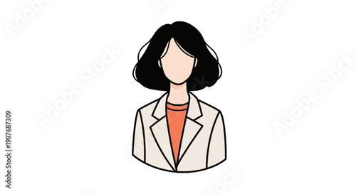 Minimalist Vector Illustration of a Faceless Professional Woman