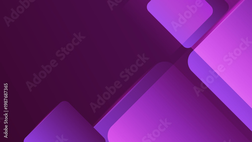 Bright purple and violet background with overlapping translucent geometric shapes for modern digital trends