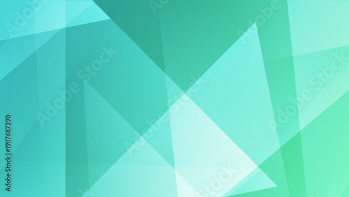 Fresh green and mint abstract background with transparent geometric shapes for eco friendly design