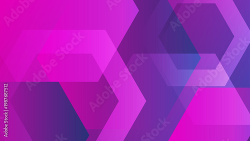 Modern purple and violet hexagon geometric pattern with overlapping transparent shapes creating a professional tech texture