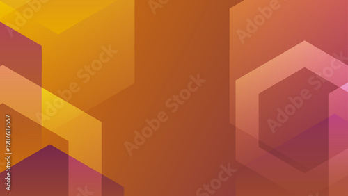 Sophisticated warm amber and gold hexagon layered pattern with professional gradient transitions and geometric depth