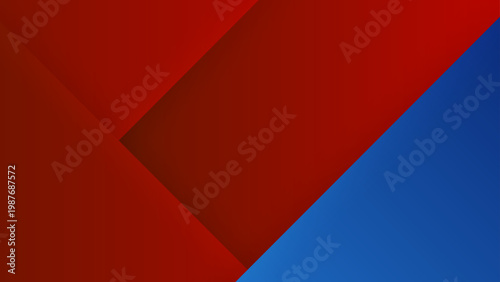 Minimalist red and blue abstract background with geometric layers and subtle shadows for corporate identity