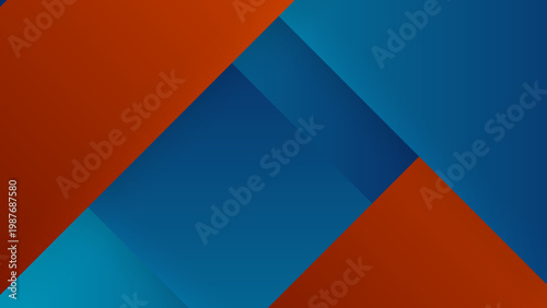 Dynamic blue and orange abstract background with geometric shapes and professional material design style