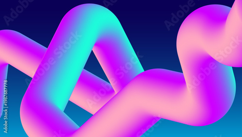 Futuristic 3D liquid pipe shape with vibrant purple and cyan gradient on dark blue backdrop